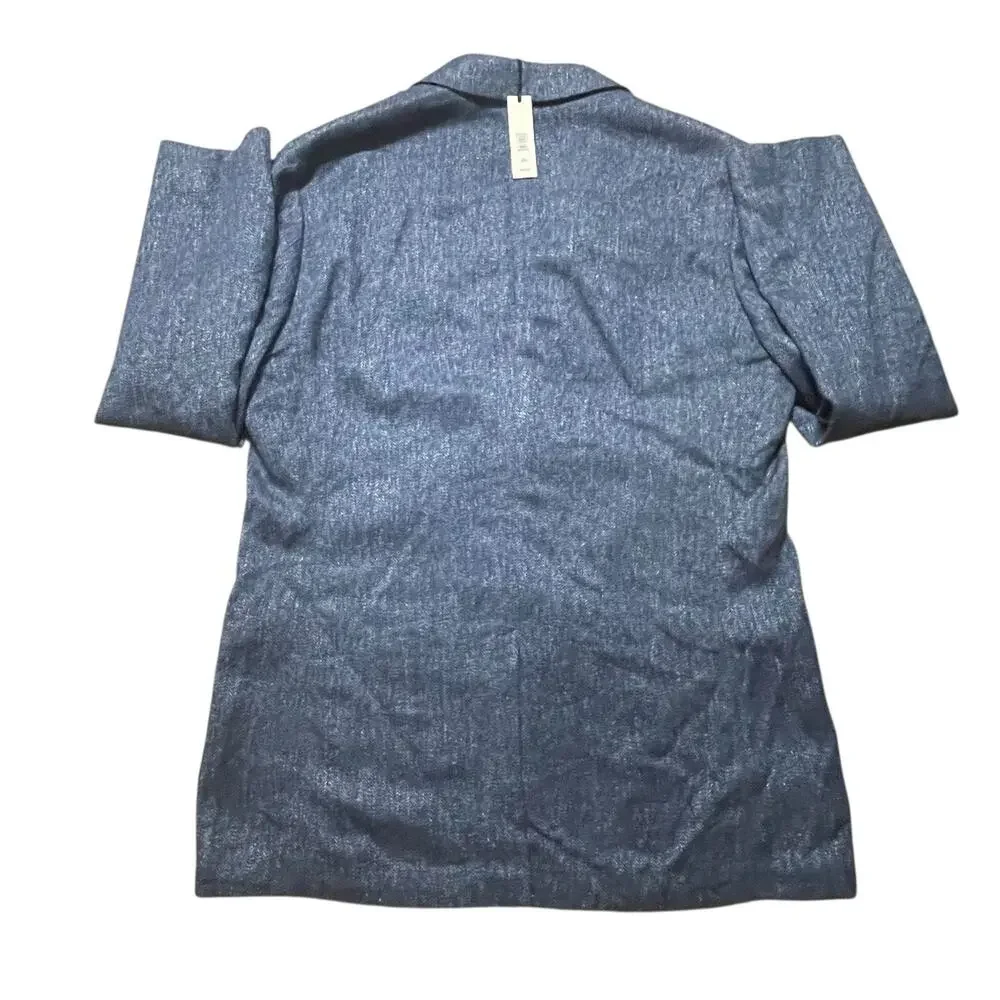 NWT Banana Republic Sport Coat Men 42 L Cross Blue Herringbone Linen Cotton $350